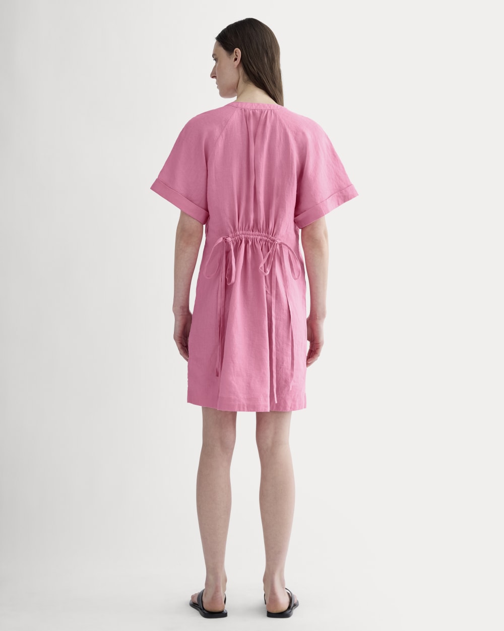 The Popover Dress in Linen | Deep Pink - Image 4