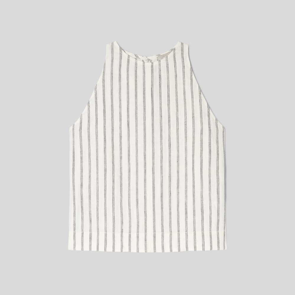 The Linen High-Neck Tank | Black / Canvas Tan - Image 2