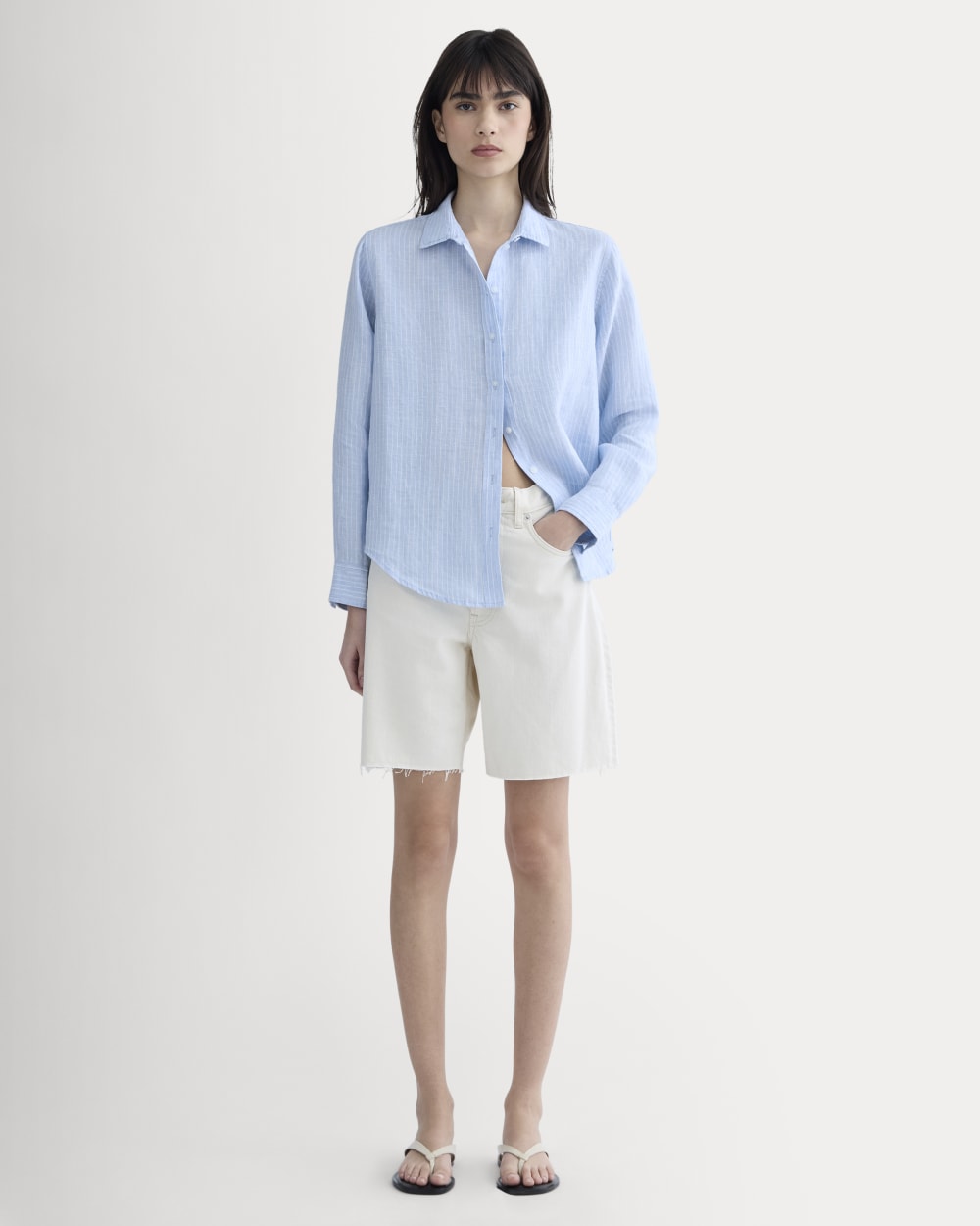 The Must-Have Shirt in Linen | Sky Blue / White - Image 3