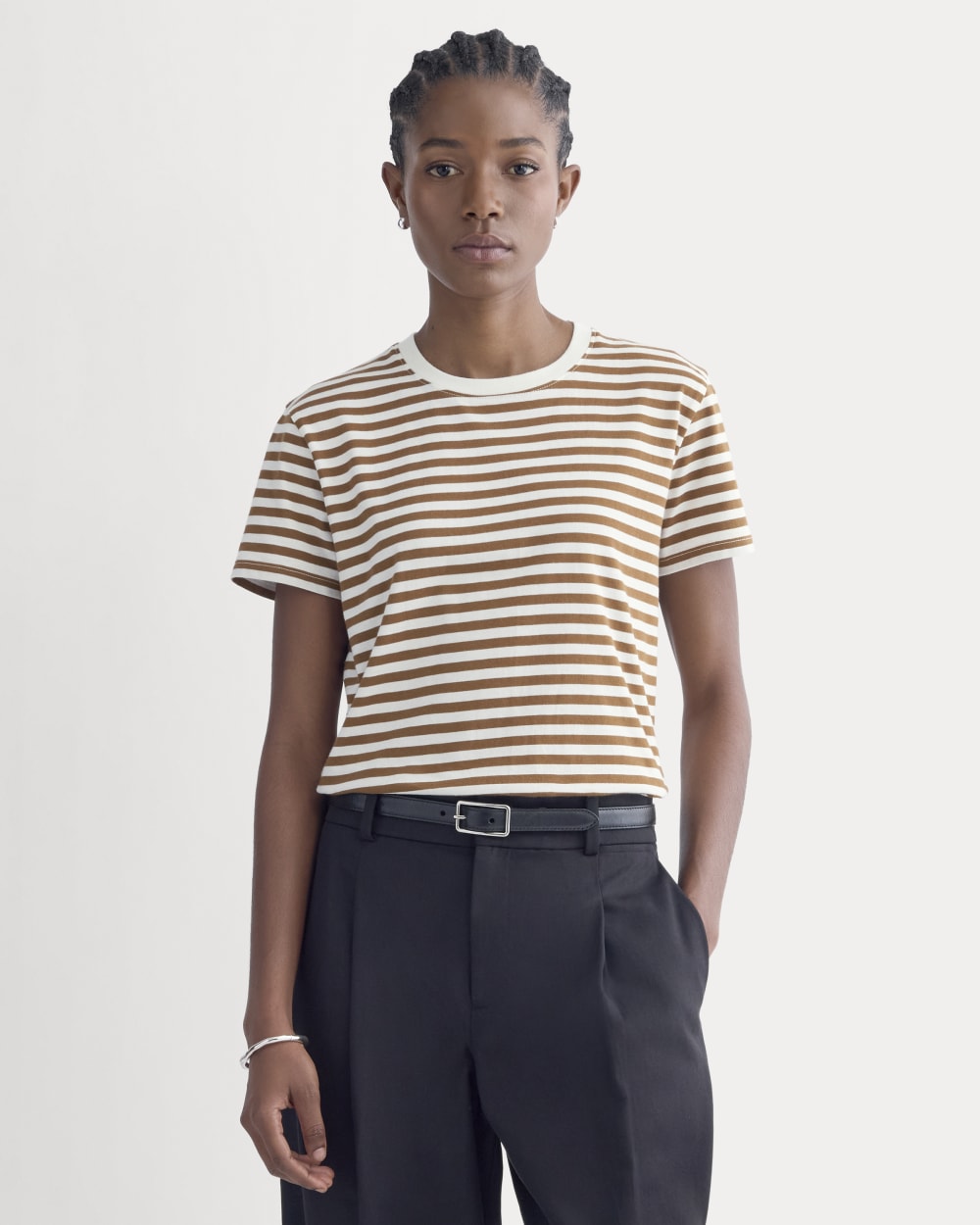 The Box-Cut Tee in Essential Cotton | Bone/Toffee | No Pocket