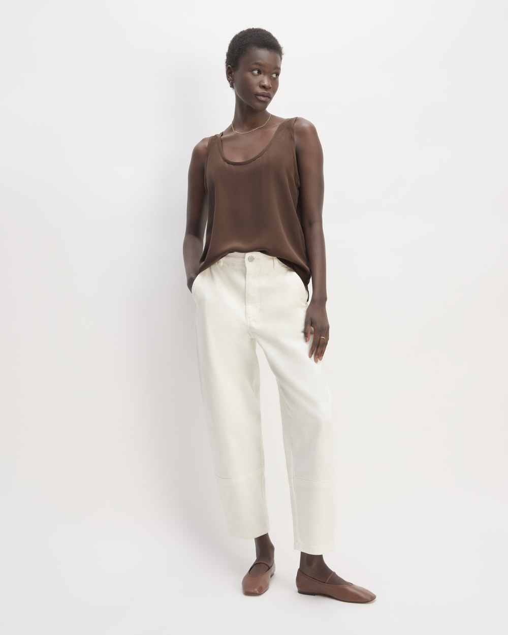 The Scoop Tank in Washable Silk | Cocoa - Image 3
