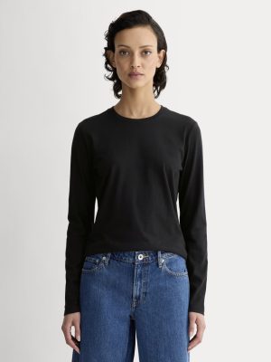 The Slim Long-Sleeve Crew in Essential Cotton | Black