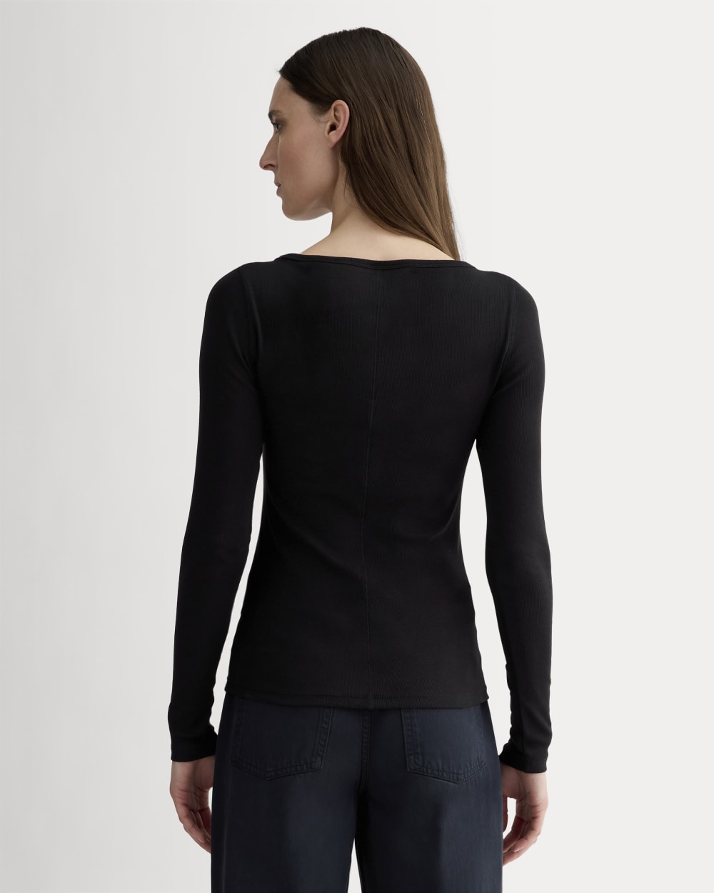 The Luxe Rib Long-Sleeve Scoop-Neck Tee | Black - Image 5