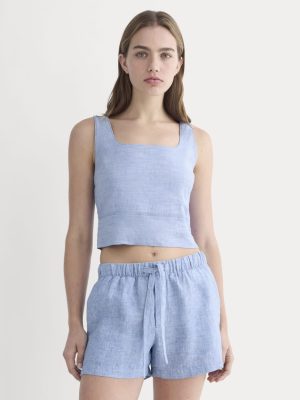 The Square Tank in Stretch Linen | Chambray