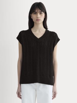 The Mesh Cable Vest in Everyday Cotton | Black