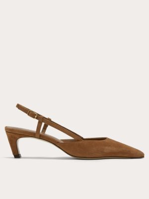 The Studio Slingback Heel | Saddle Brown Suede