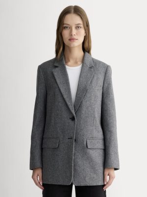 The Oversized Blazer in Wool | Grey Herringbone