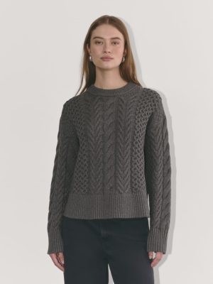 The Cable Sweater in Everyday Cotton | Heathered Charcoal