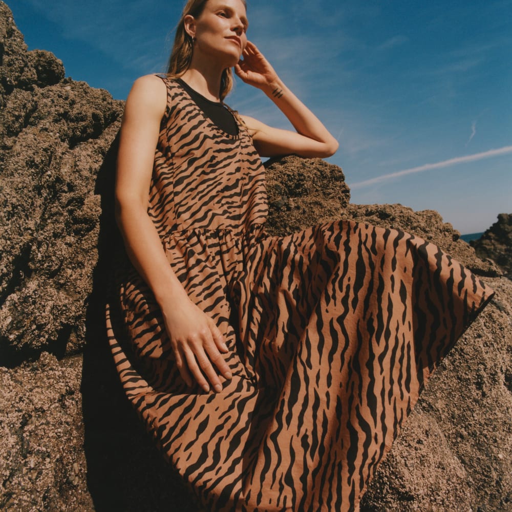 The Poplin Summer Dress | Tiger Stripe Toasted Coconut - Image 7