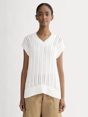The Mesh Cable Vest in Everyday Cotton | White