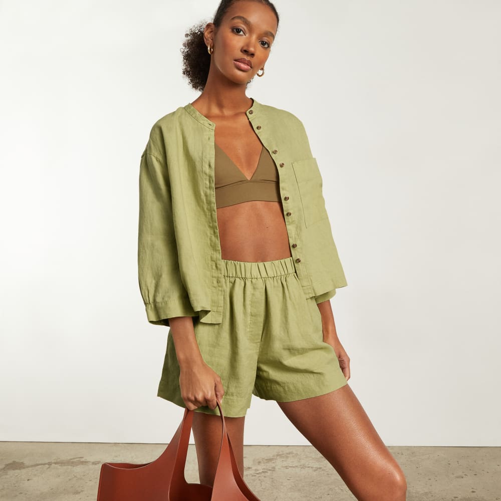 The Linen Billow Blouse | Leek - Image 6