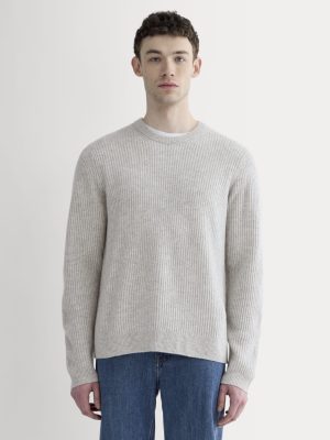The Fisherman Crew in Wool Cashmere | Light Heather Grey