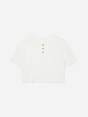 The Vintage Henley Hemp Tee | White
