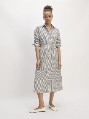 The Supima? Cotton Midi Shirt Dress | Optic White / Black