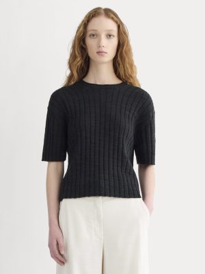 The Oversized Tee in Cotton Linen | Black