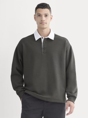 Luxe Fleece Rugby Polo | Washed Black