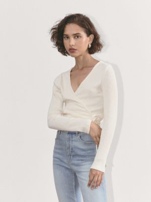 The Cozy Rib Wrap Top | Bone