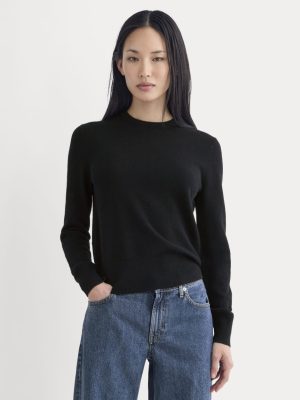 Cashmere Slim Crew Sweater | Black