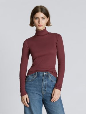 The Luxe Micro-Rib Turtleneck | Brandy