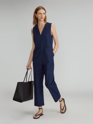 The Structured Cotton Jumpsuit | Navy