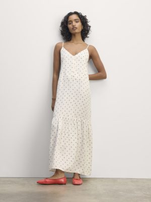 The Long Weekend Dress in Butterlite | Bone / Black Square Dot