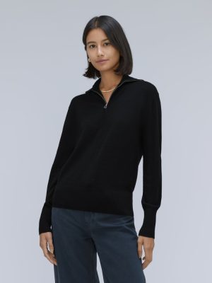 The Luxe Merino Half-Zip Sweater | Black