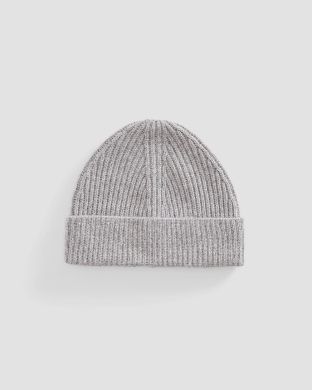 The Cashmere Fine Rib Beanie | Heathered Grey