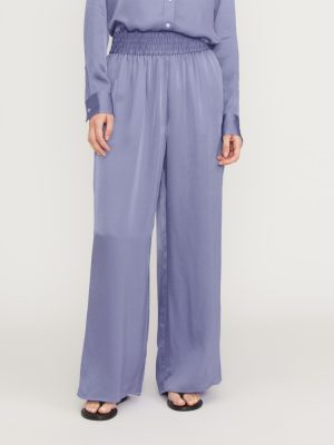 The Satin Pull-On Pant | Cornflower Blue