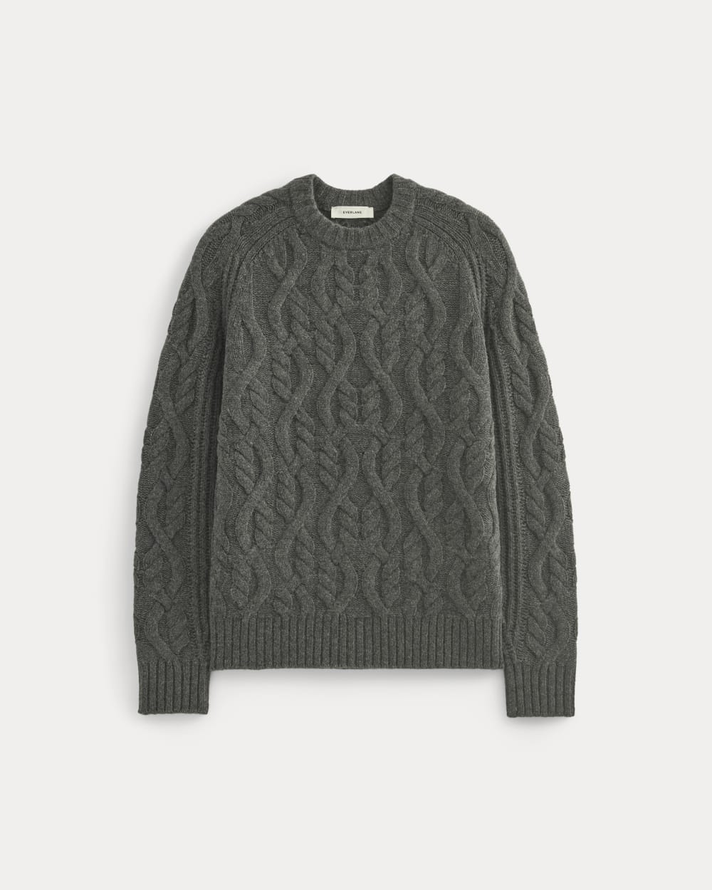 Cable Knit Crew in Luxe Merino | Heathered Soot - Image 2
