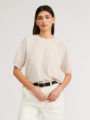 The Organic Cotton Waffle Raglan Tee | Heathered Tan