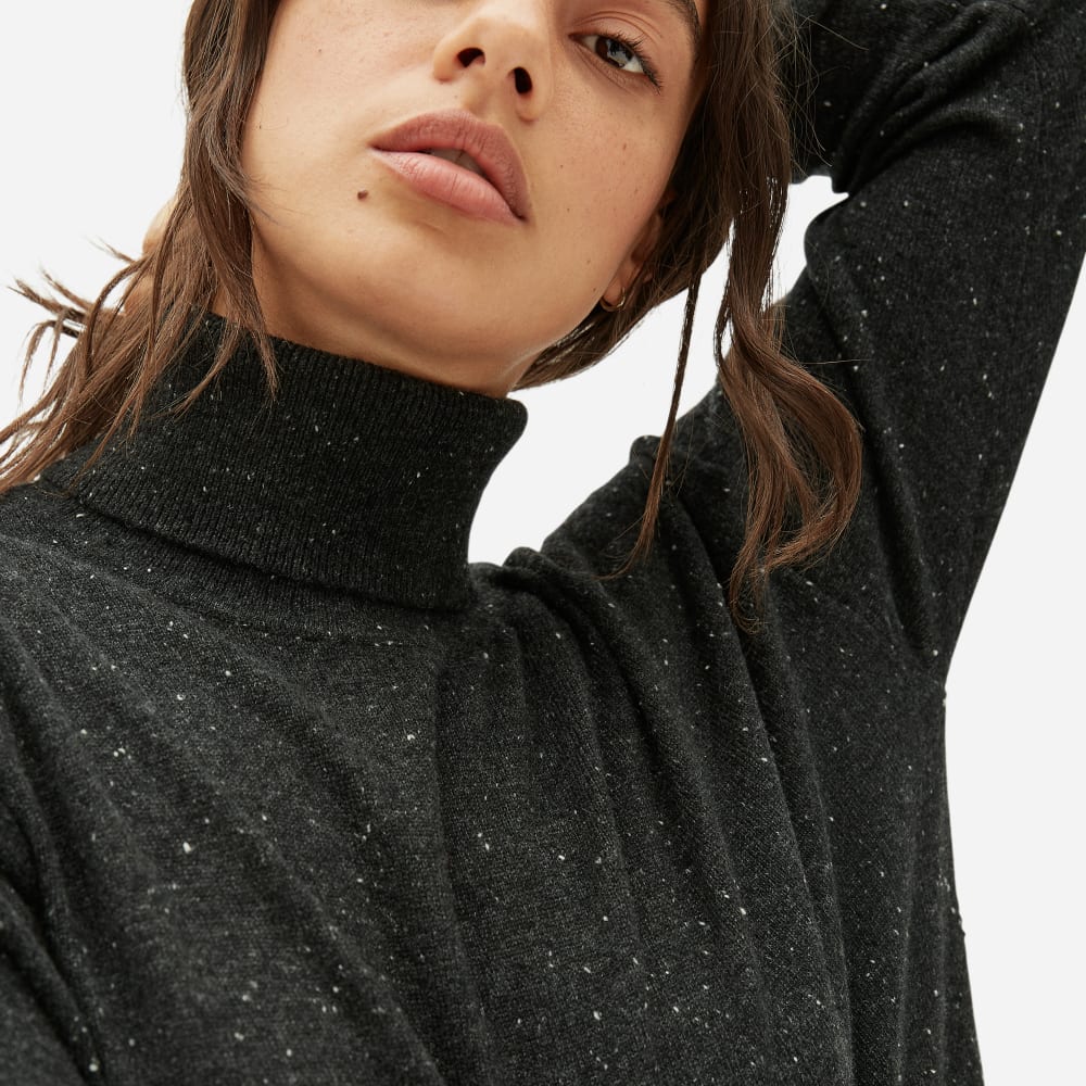 The Cashmere Turtleneck Dress | Dark Grey Donegal - Image 2