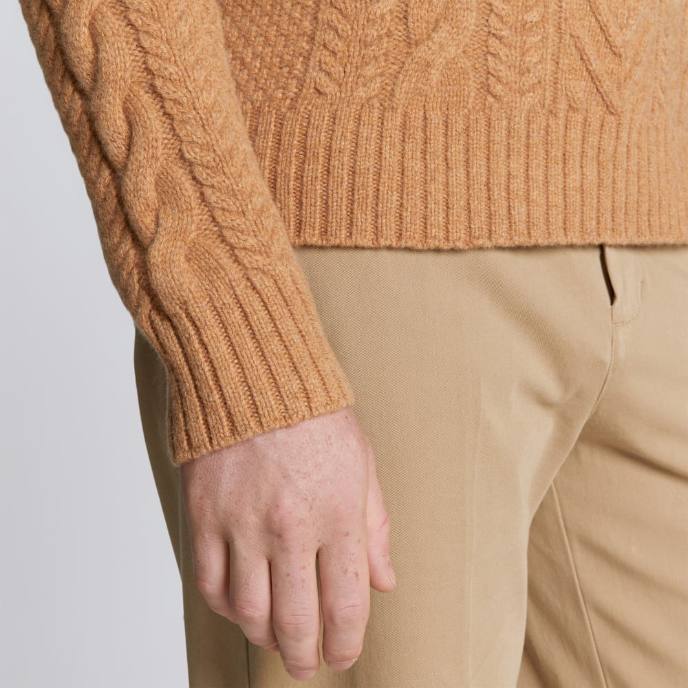 The Felted Merino Cable-Knit Crew | Cappuccino - Image 5