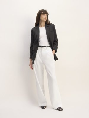 The Draper Pleated Pant in Buttersmooth | White | 32 Inseam