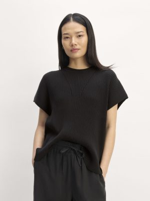 The Cotton Knit Caftan Top | Black