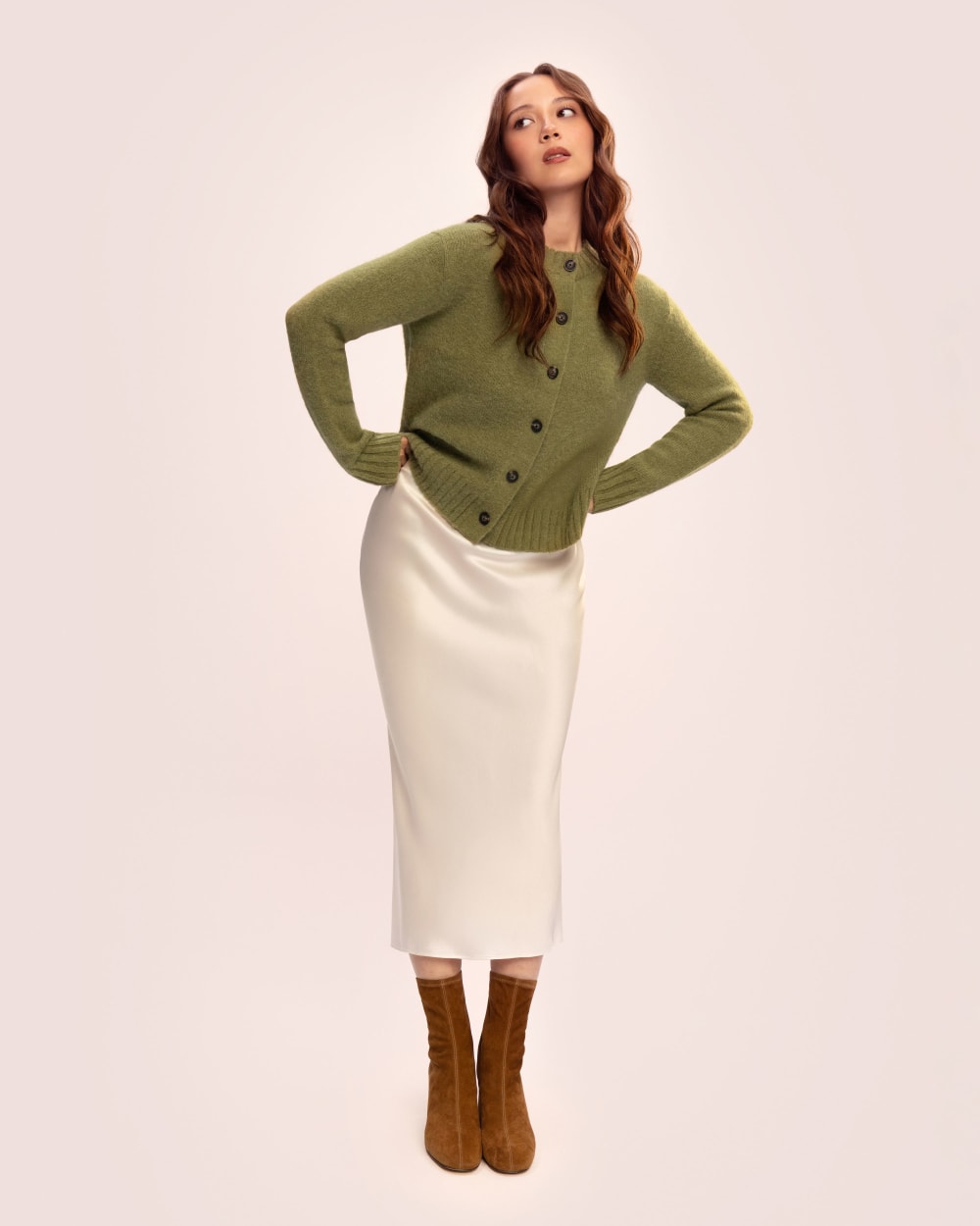 Slip Skirt in Silk Charmeuse | Bone