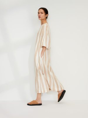 The Linen A-Line Midi Dress | Bone / Caramel