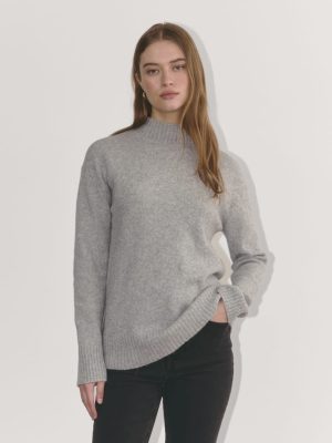 The Mockneck Sweater in Plush Cotton | Heathered Grey