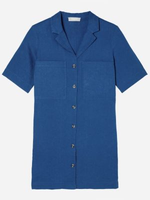 The Linen Workwear Dress | Deep Blue