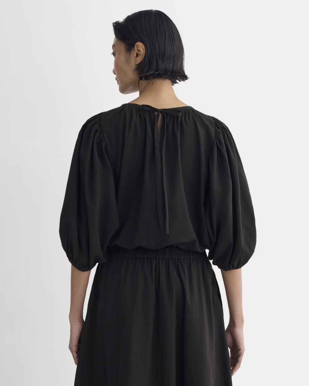 The Gauze Puff-Sleeve Top | Black - Image 4