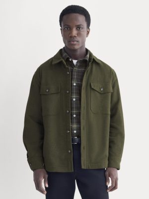Heavyweight Waffle Twill Overshirt | Heathered Green