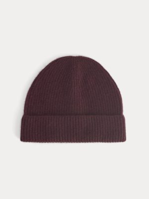 The Cashmere Ribbed Beanie | Wine