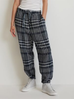 The Linen Pull-On Barrel Pant | Canvas Tan / Navy