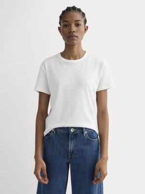 The Box-Cut Tee in Cotton Linen | White