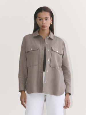 The Boyfriend Shirt in Flannel | Taupe Melange