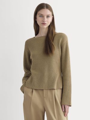 The Boatneck Top in Everyday Cotton | Dark Heathered Camel