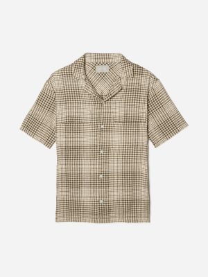 The Resort Shirt in Linen | Beech / Parchment Grid