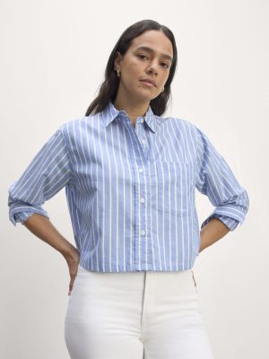 The Way-Short Shirt in Silky Cotton | Mariner Blue / White