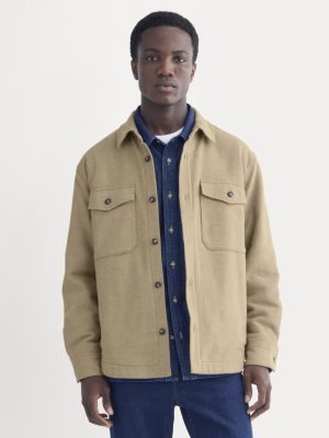 Heavyweight Waffle Twill Overshirt | Dark Heathered Camel