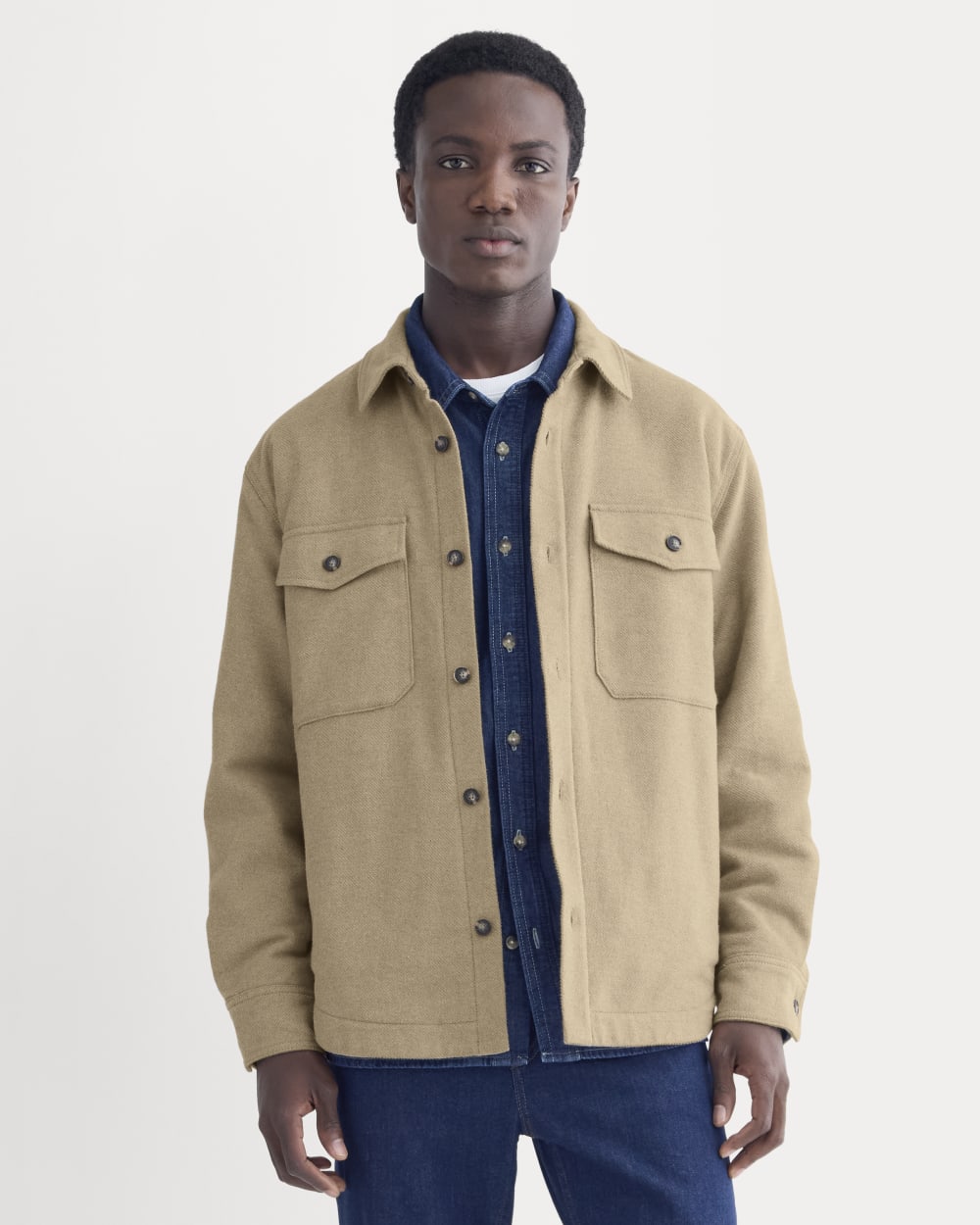 Heavyweight Waffle Twill Overshirt | Dark Heathered Camel