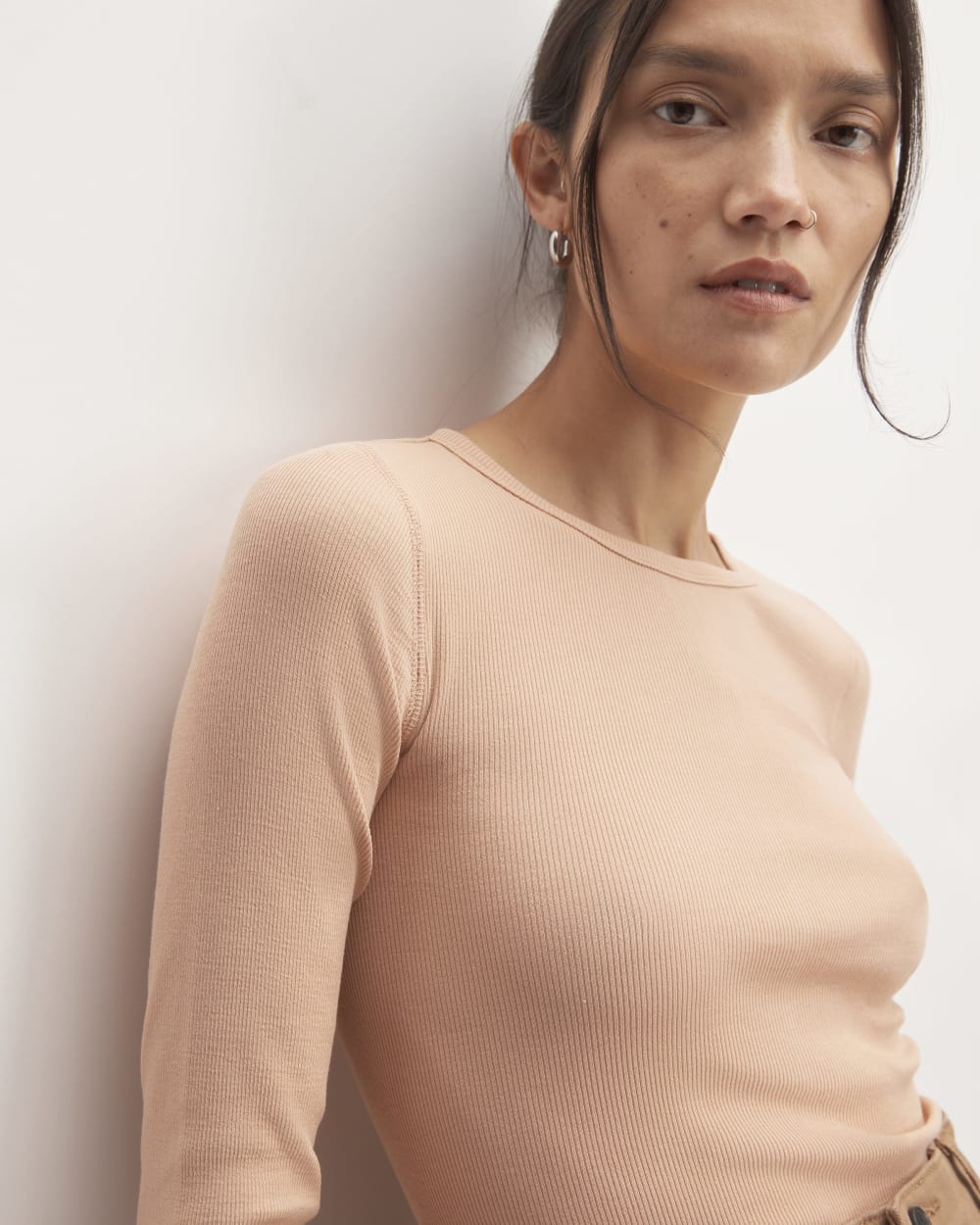 The Luxe Rib Long-Sleeve Crew | Blush Pink - Image 3